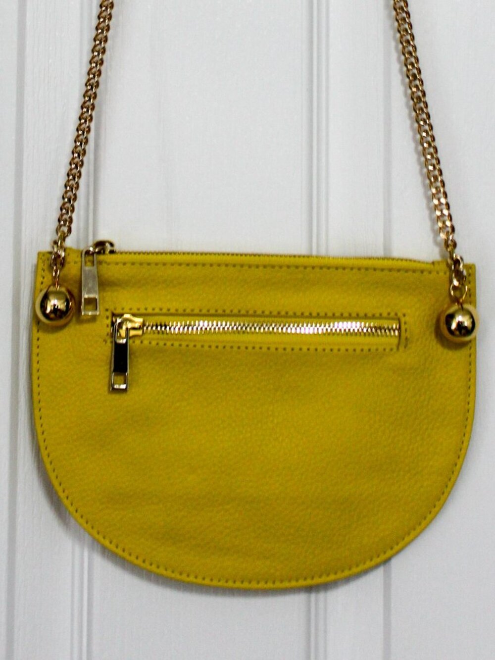 Onna Ehrlich Yellow Pebbled Leather Mini Purse - Gold Chain Crossbody ✨